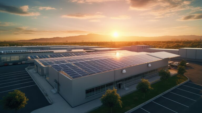 Large factory with solar power installation