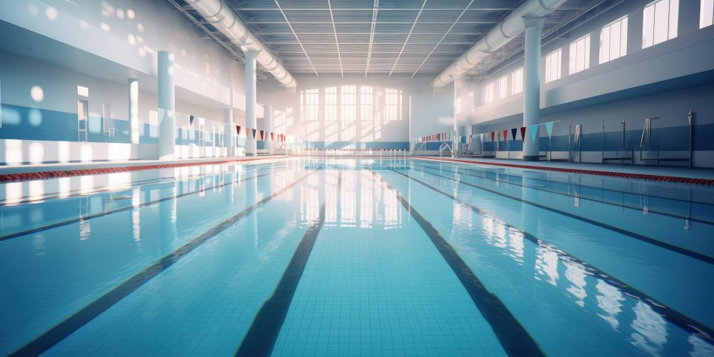 Lanes of a competition swimming sports pool in leisure centre Lanes of a competition swimming sports pool in leisure centre